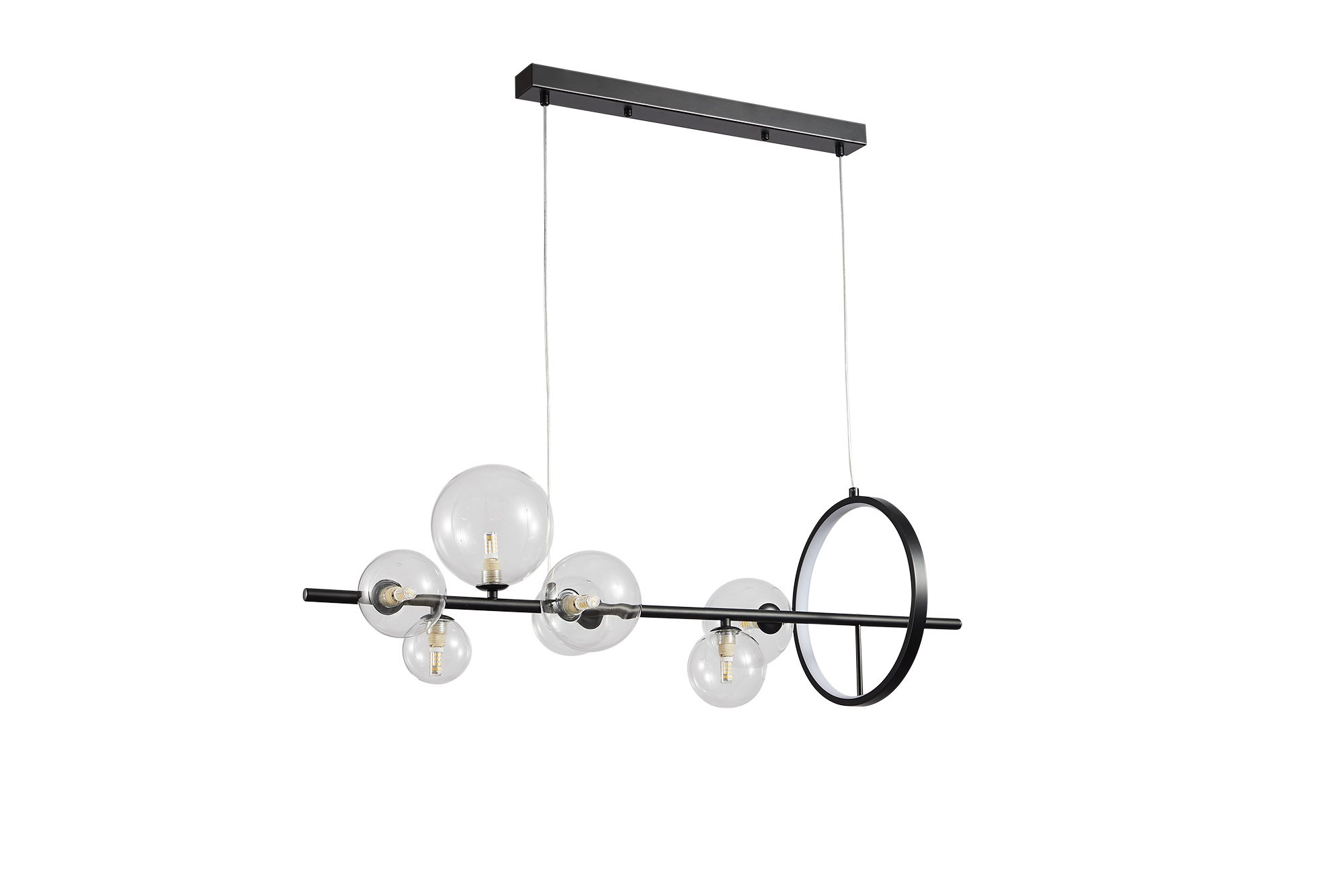 Pdc 2049-7 ραγα μαυρη με led kai g9 γλομπουσ διαφανουσ