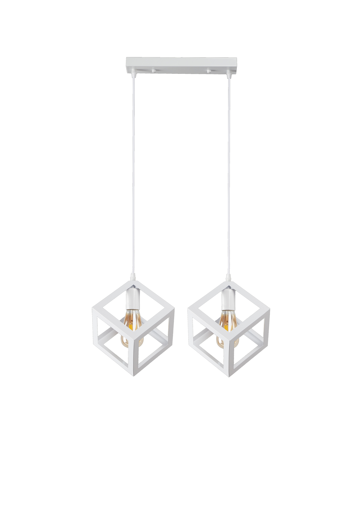 Pdc 1249-2 wh - chn ραγα 2/φ με κρεμαστουσ λευκουσ κυβουσ 2χε27