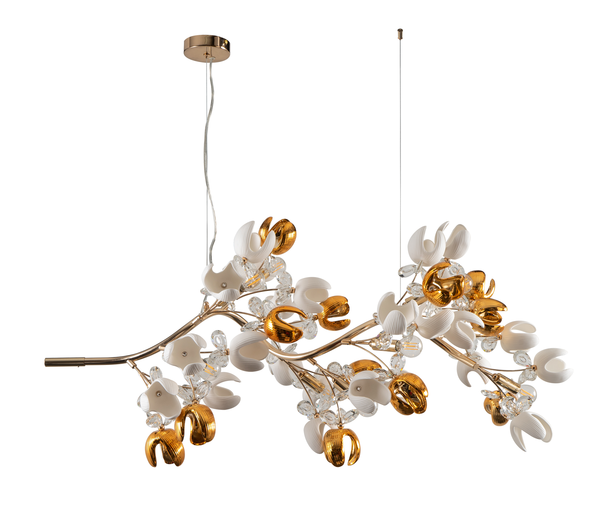 Pdc 780-12 πολυελαιοσ 12/φ κλαδι με χρυσεσ και λευκεσ τουλιπεσ 12χε14