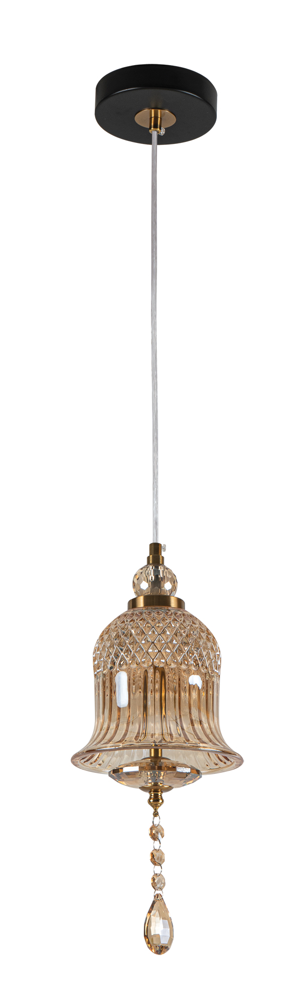 Pdc 723-1 hn γυαλινη καμπανα μελι led-5w με διακοσμητικο κρυσταλλο