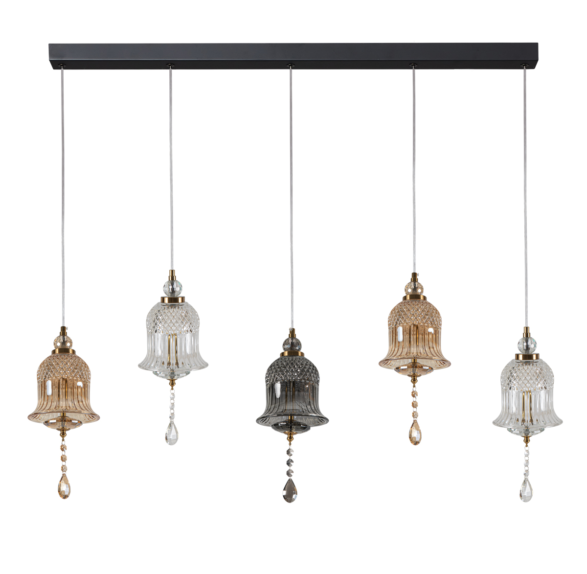 Pdc 723-5 ραγα με γυαλινεσ καμπανεσ led-5χ5w με διακοσμητικο κρυσταλλο