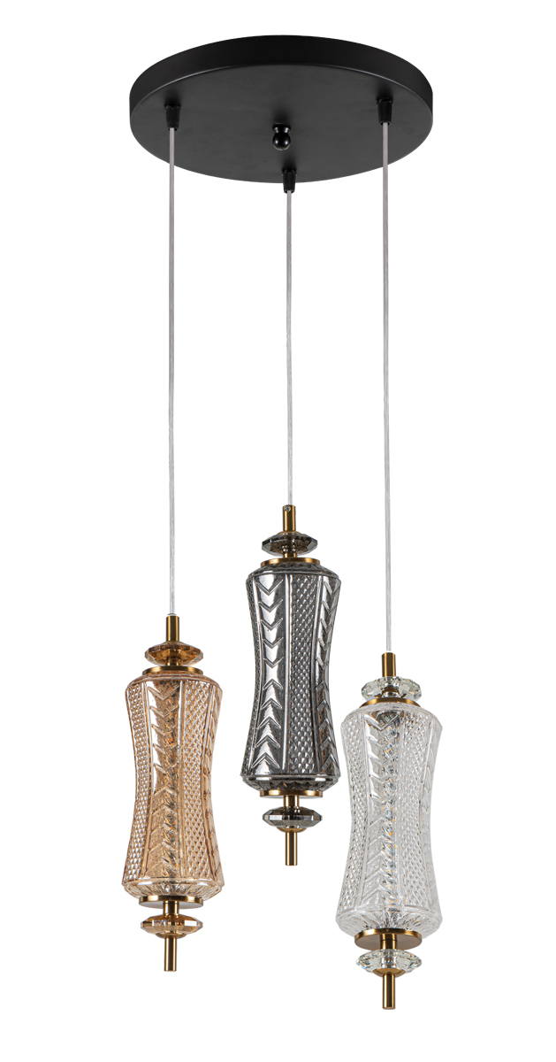 Pdc 1287-3 ροζετα 3/φ με μακροστενα γυαλινα led- 3χ7w διακοσμητικο κρυσταλλο