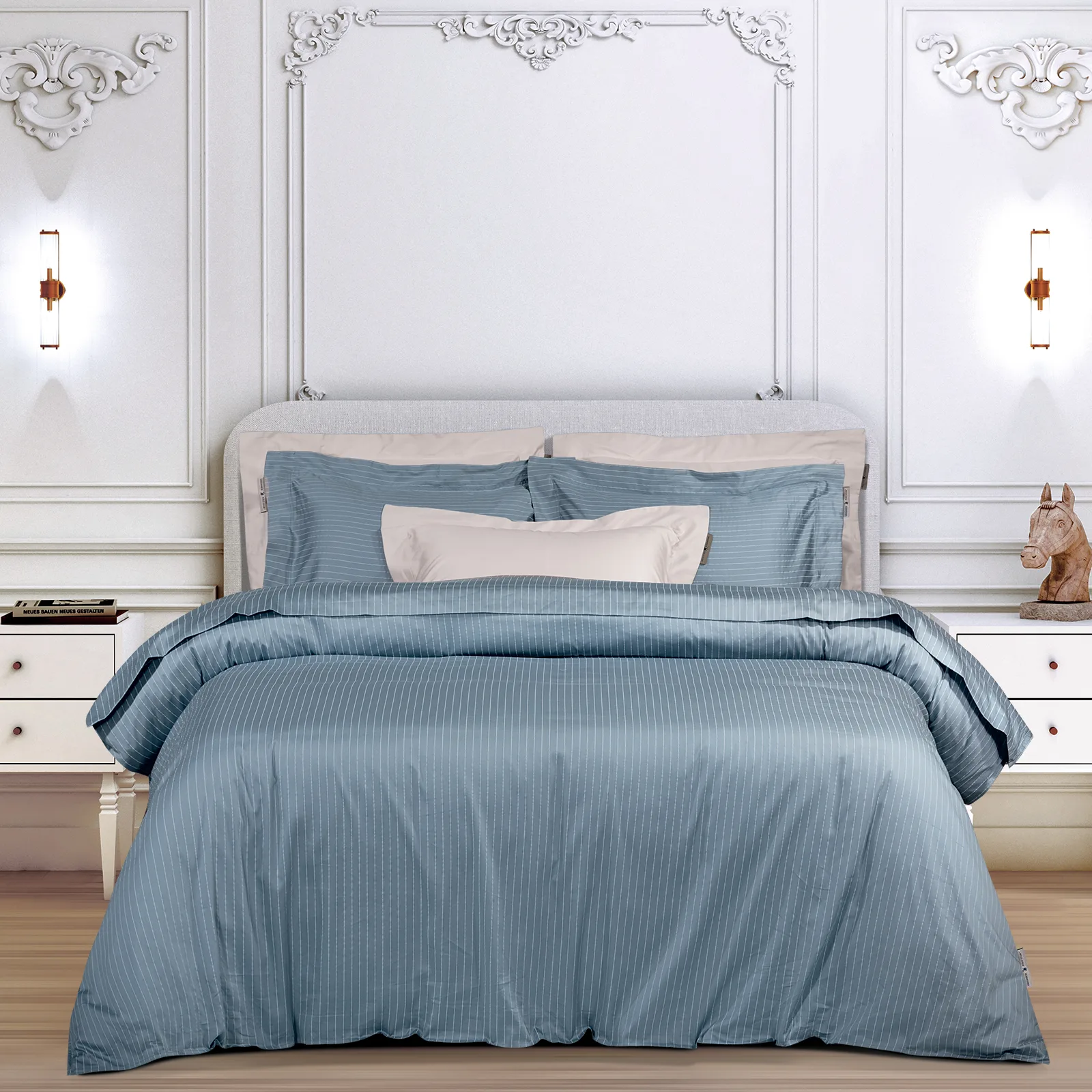 Σετ Σεντόνια Βαμβακoσατέν Υπέρδιπλα 240×270εκ. Classic 2192 Μπλε Greenwich Polo Club Ύφασμα