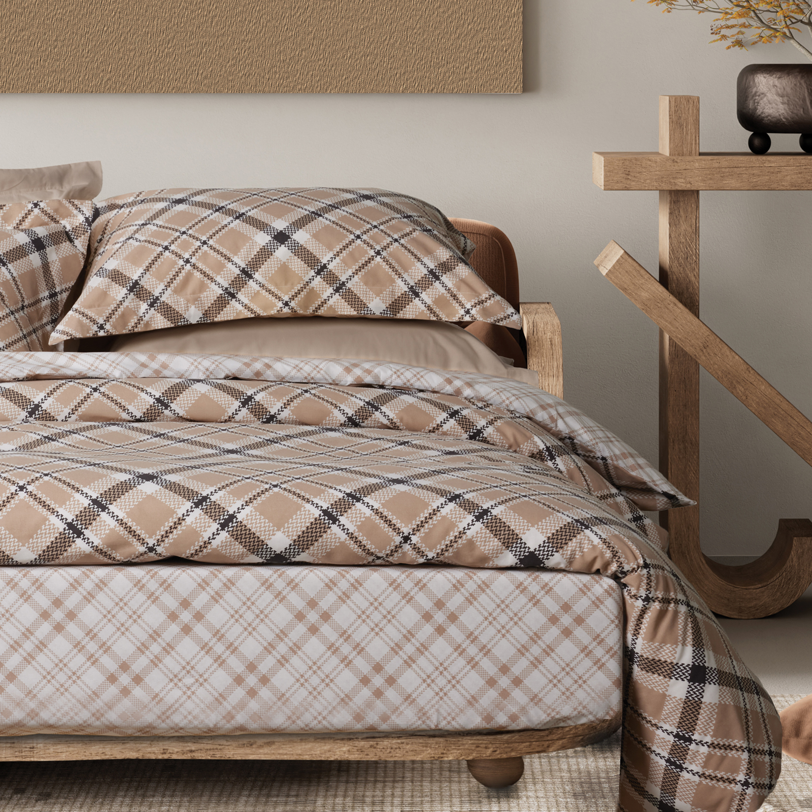 Das home σετ παπλωματοθηκη υπερδιπλη casual 5435 beige, black 220χ240