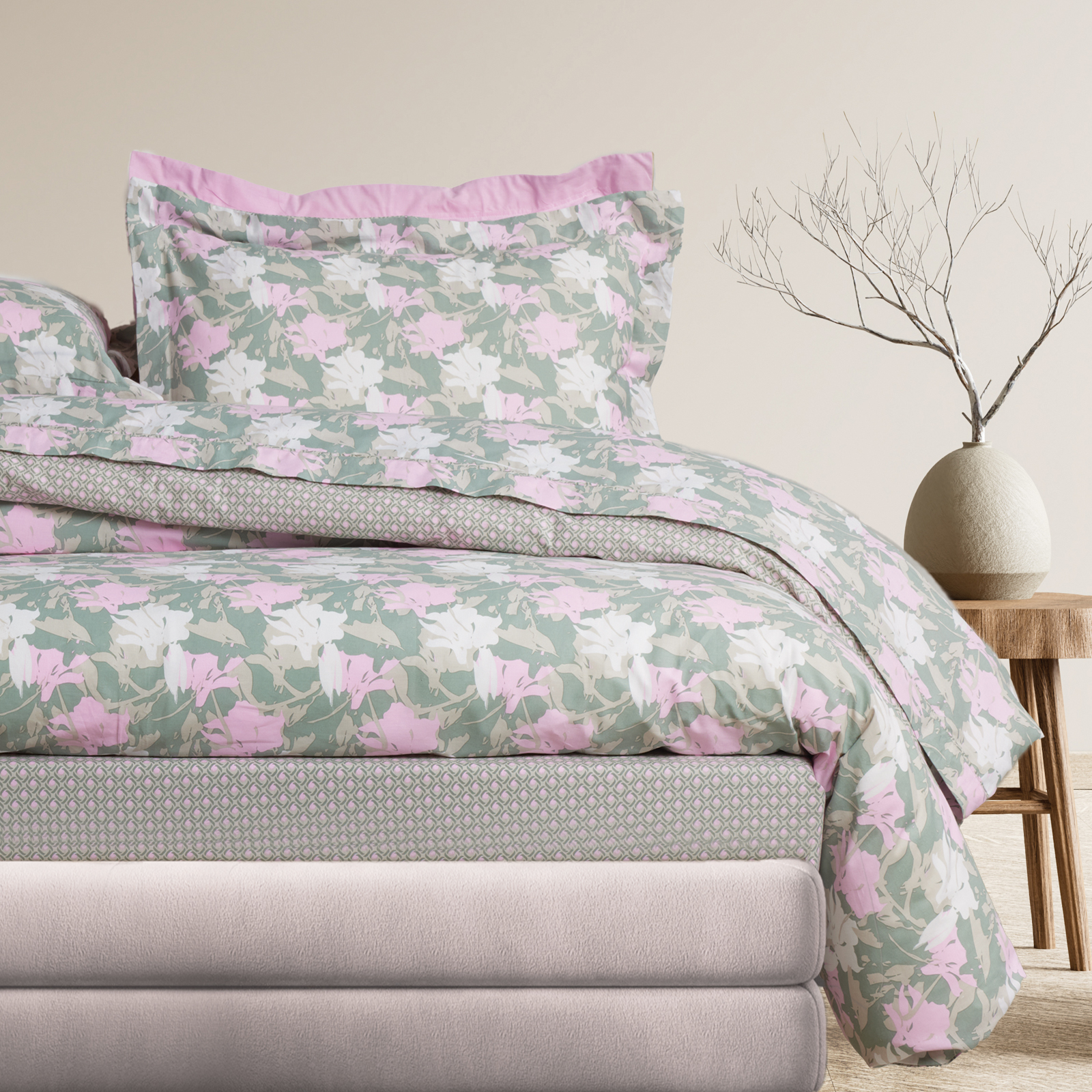 Das home σετ παπλωματοθηκη υπερδιπλη daily 3175 green, pink 220χ240