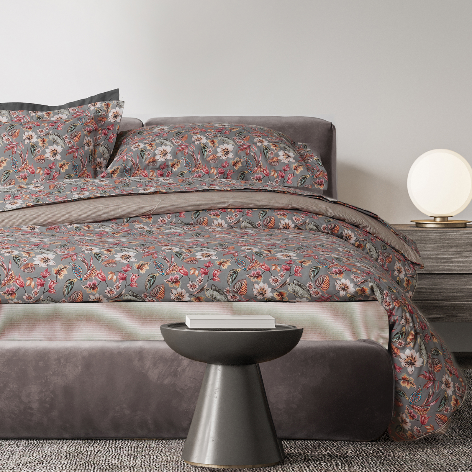 Das home σετ παπλωματοθηκη υπερδιπλη daily 3176 grey, pink 220χ240