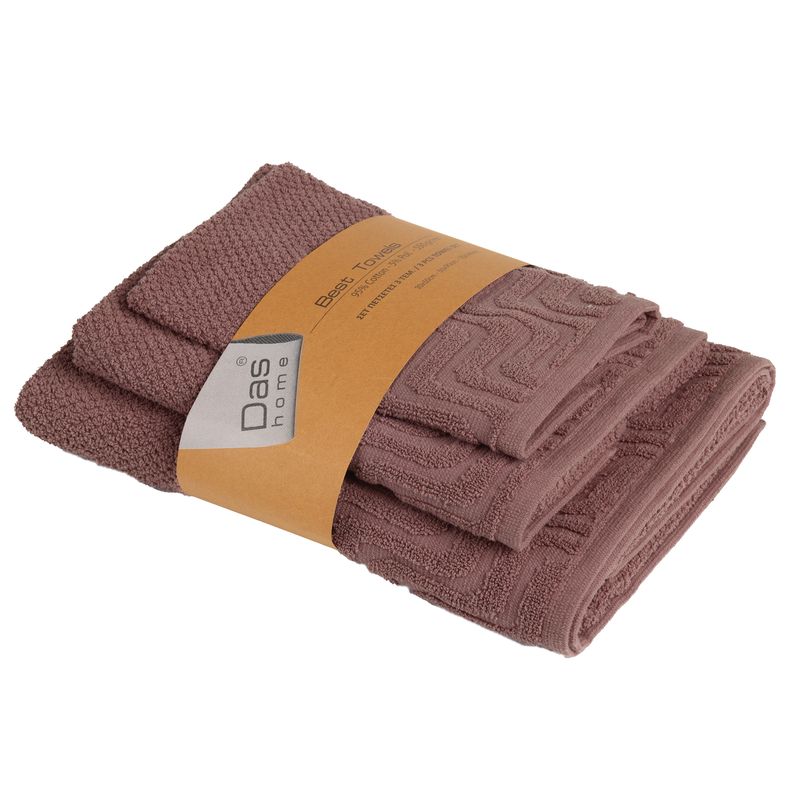 Das home σετ πετσετεσ 3τεμαχιων best 0879 dark nude