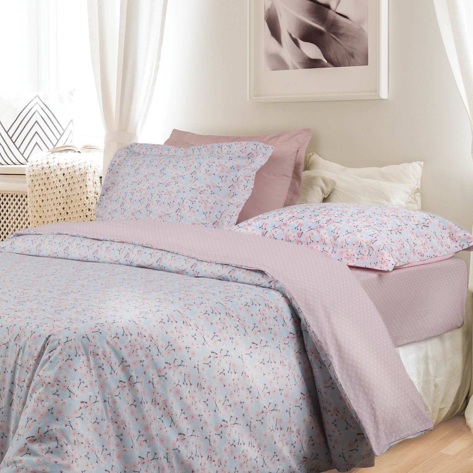 Das home σετ σεντονια μονα happy 9695 blue, pink 170χ260