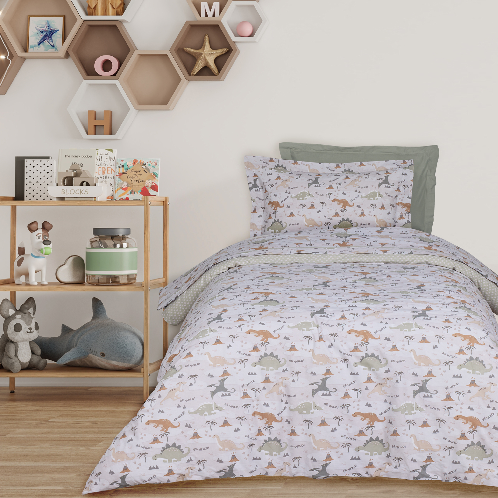 Das kids σετ σεντονια μονα 4937 beige, olive 170χ260