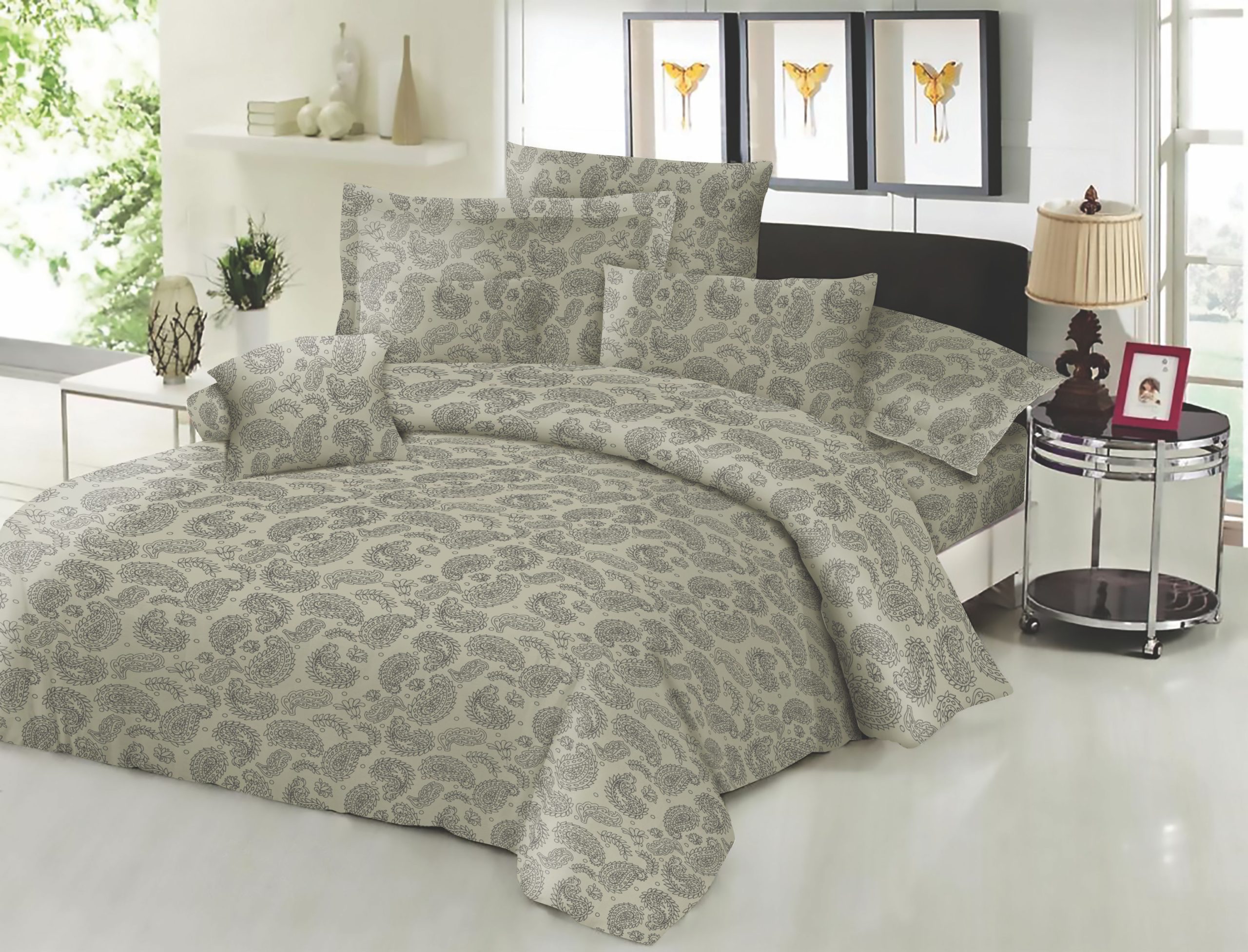 Σετ Σεντόνια ΚΟΜΒΟΣ Cotton Line Printed Lahor Μπεζ Μονά με λάστιχο 100x200+22