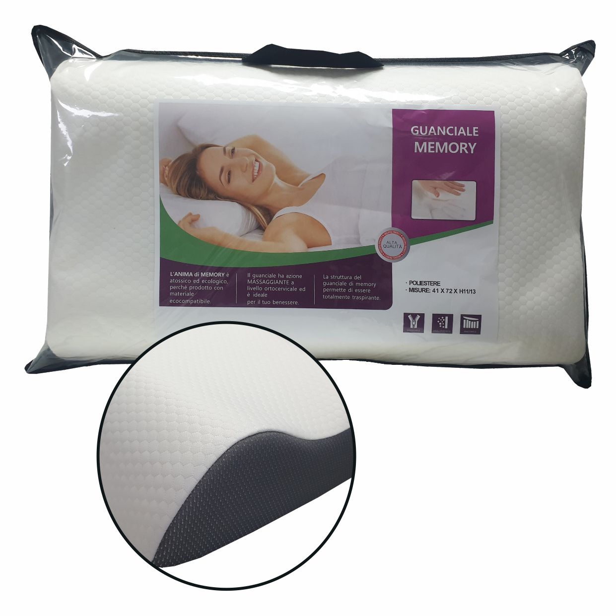 Μαξιλάρι Ύπνου Le Blanc 100% Memory Foam Ανατομικό 41x72x12