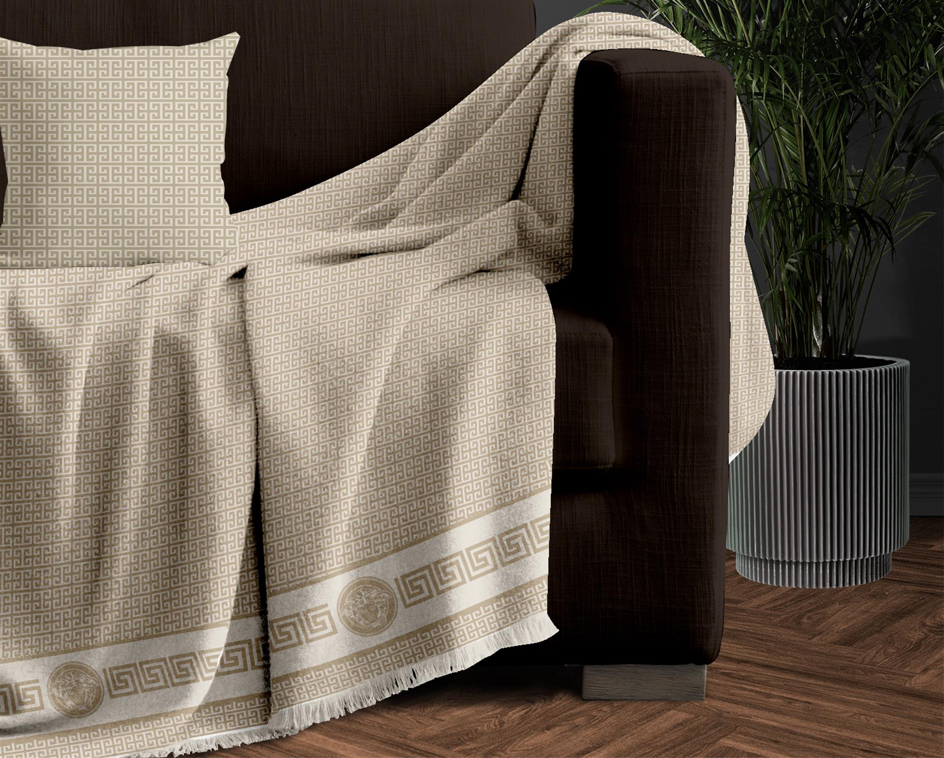 MAKIS TSELIOS Διθ.ΡΙΧΤΑΡΙ Meandros beige1 180χ250 100% chenille