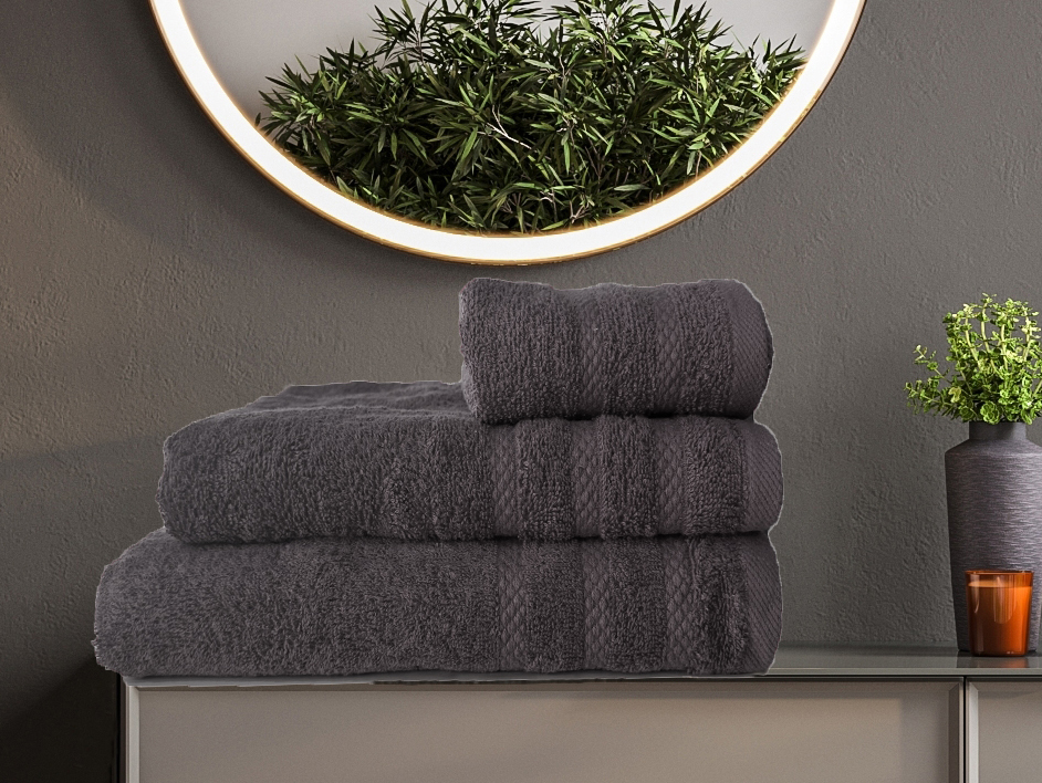 MAKIS TSELIOS ΣΕΤ ΠΕΤΣΕΤΕΣ DIOS5 GREY 3ΤΕΜ 30x50cm 50x100cm 70x140cm 100% COTTON 450gsm