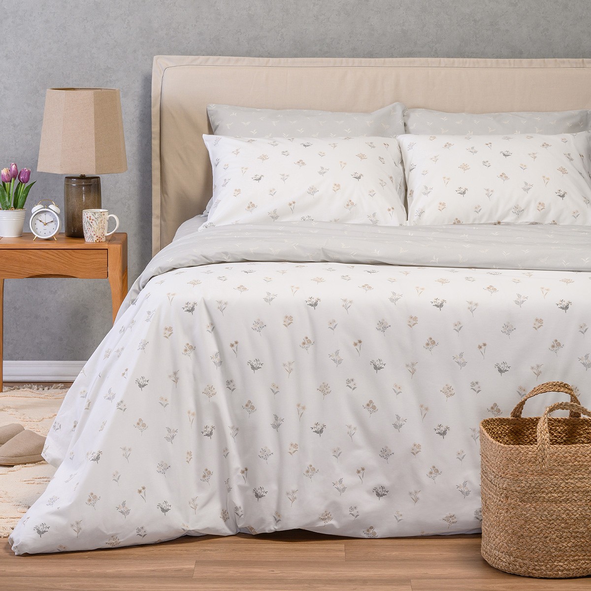 Σετ σεντονια διπλα (λ) spring light grey ultra line (150χ200+32)