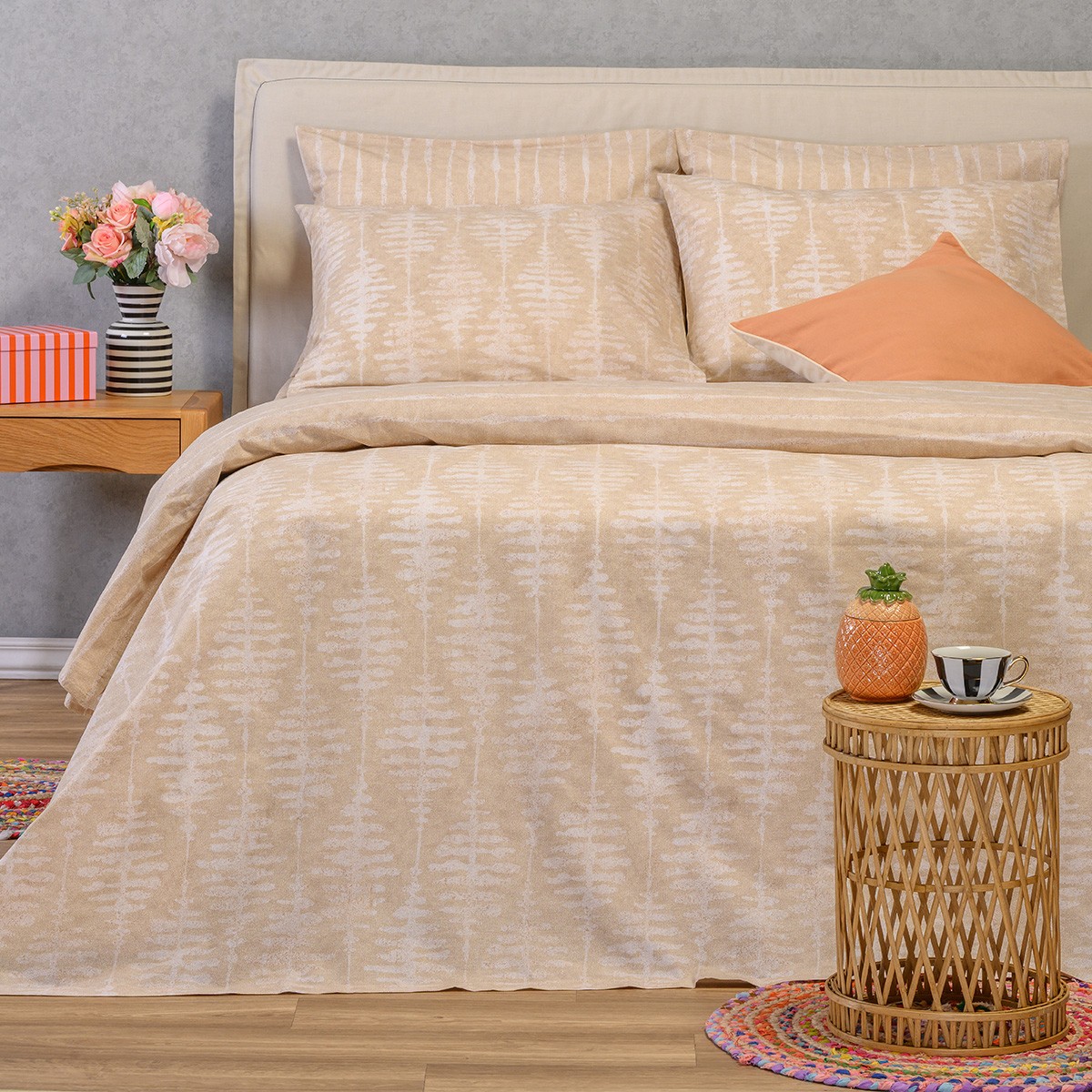 Σετ σεντονια king size kai beige casual line (260x270)