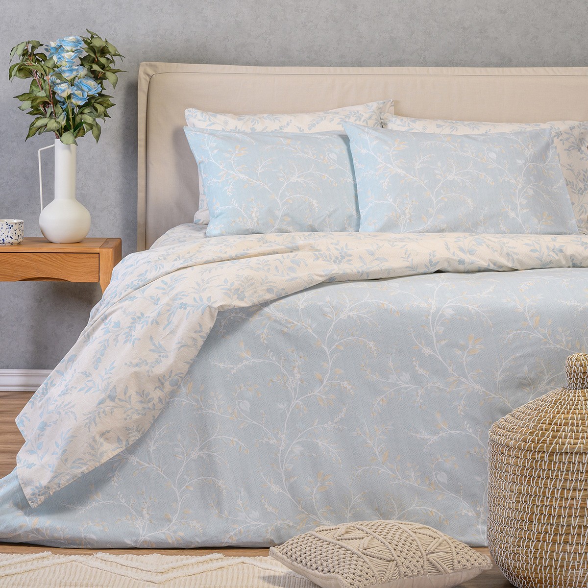 Σετ σεντονια king size (λ) sienna blue casual line (180χ200+32)