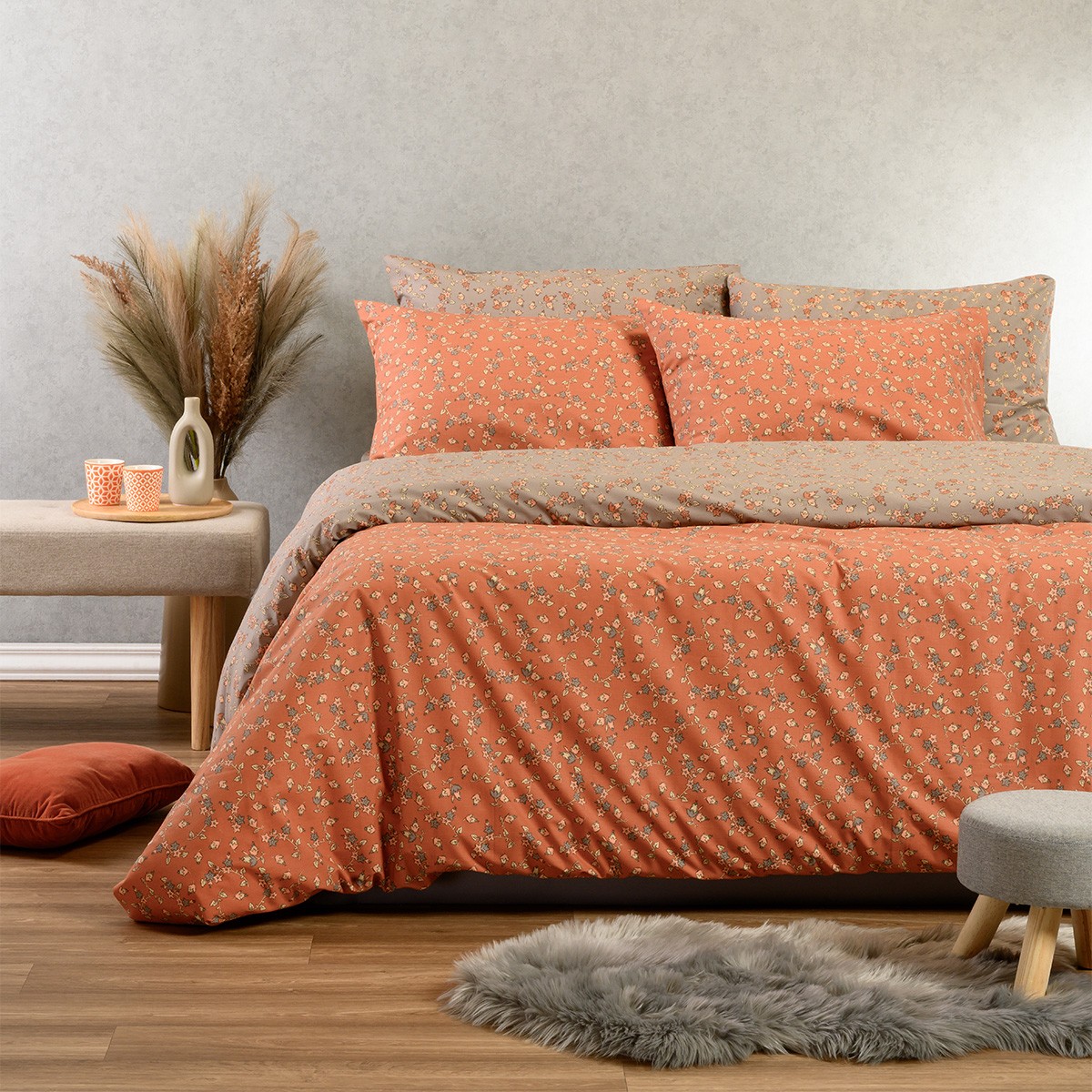Σετ σεντονια king size cesare apricot casual line (260x270)