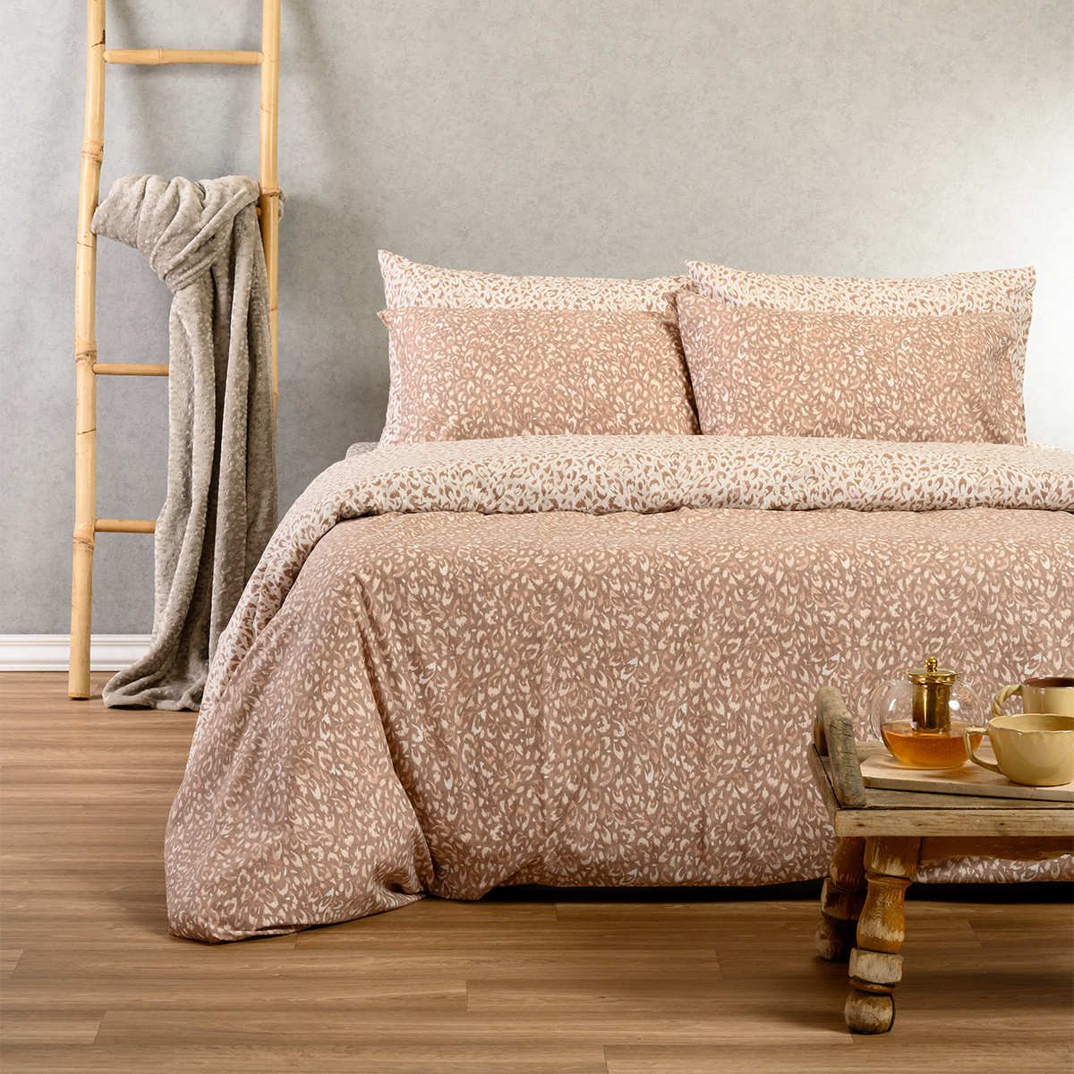 Παπλωματοθηκη υπερδιπλη leo mocca casual line (225x245)