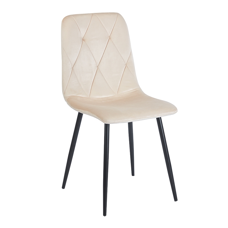 Eva beige velvet υφασμα καρεκλα μεταλλικη