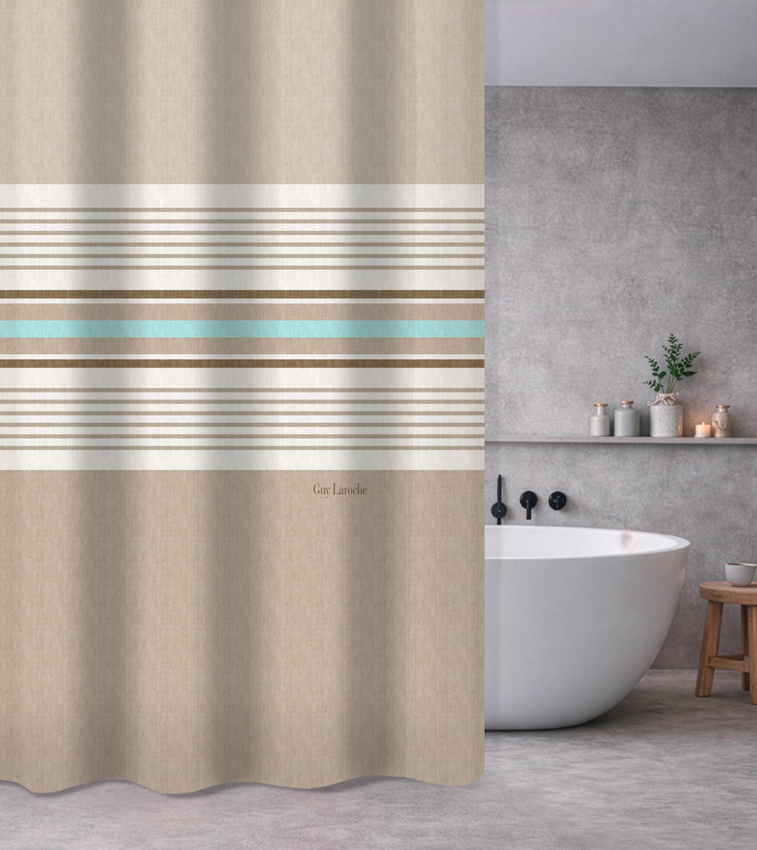 Κουρτίνα Μπάνιου Pinstripe Natural 180X185