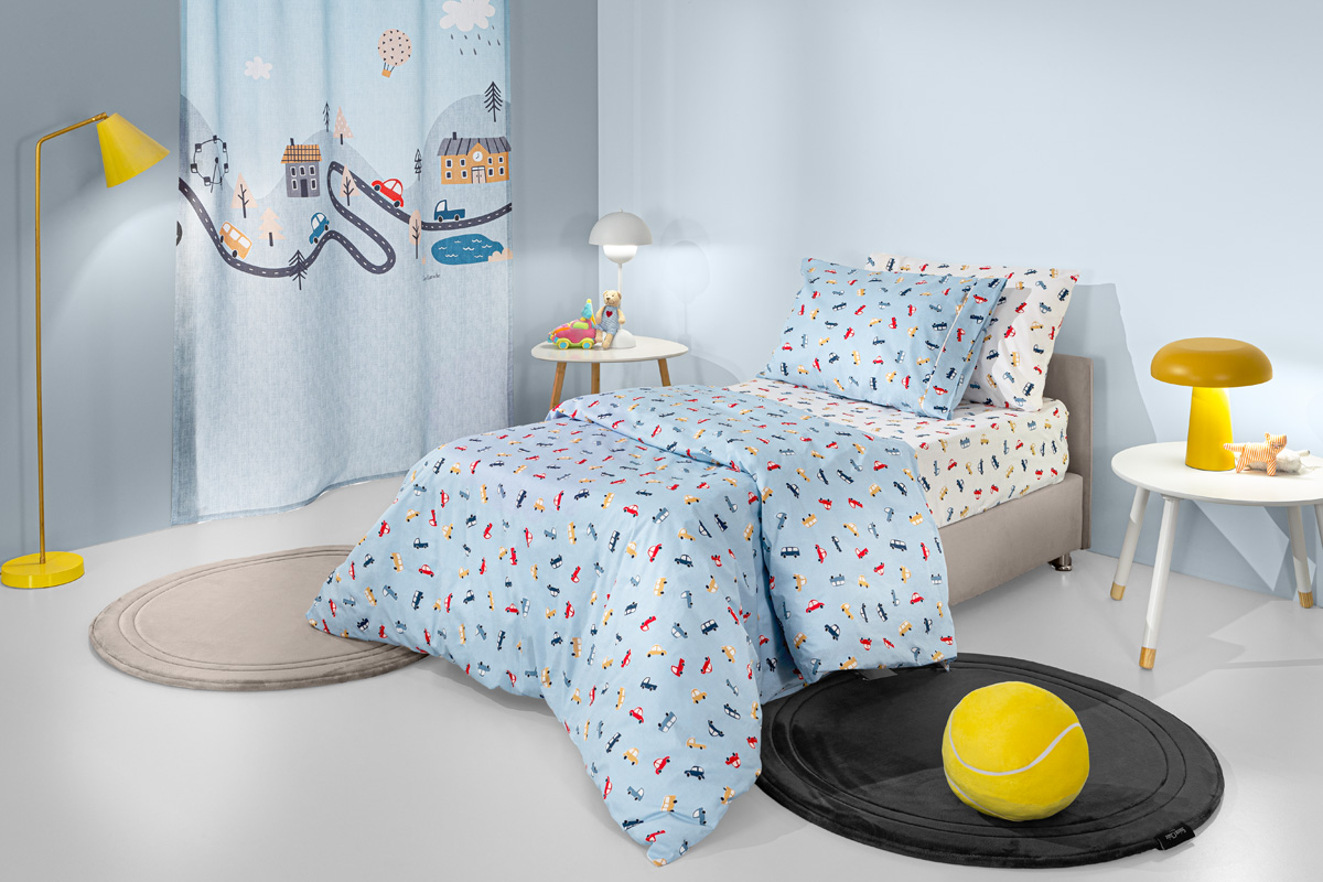 Σετ 3τμχ Παιδικά Σεντόνια Roadtrip Sky με Λάστιχο 100Χ200+28