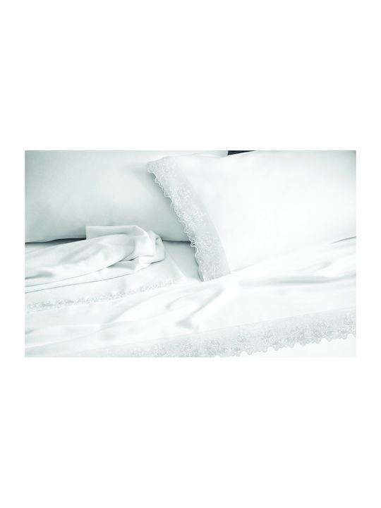 Σετ κουβερλί νυφικό Υ/Δ (220Χ240) LACE WHITE, MAKIS TSELIOS