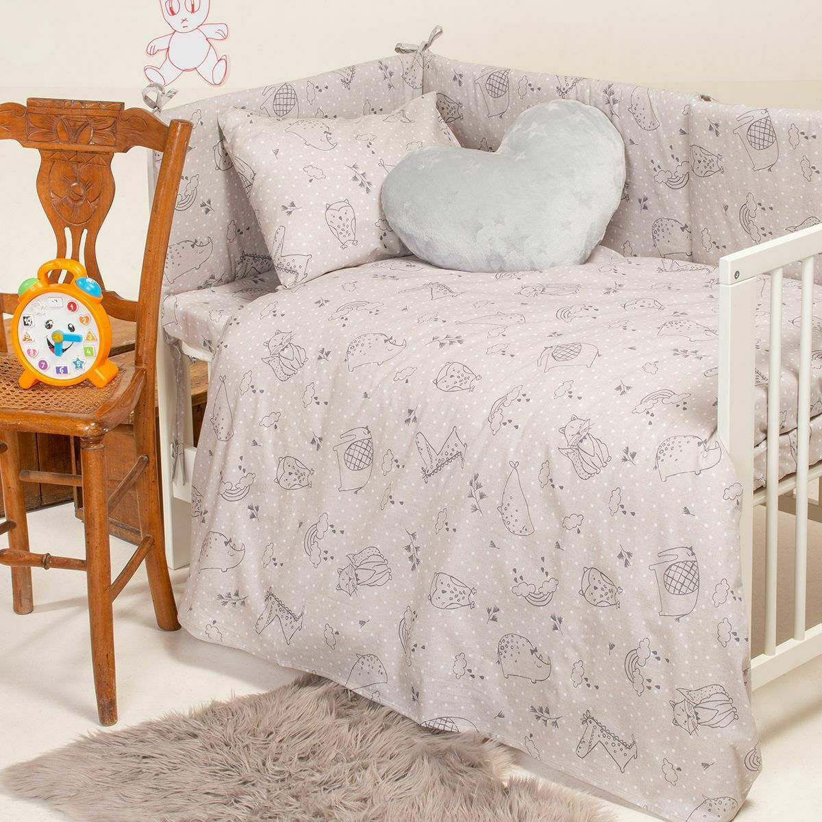 Σεντόνι λίκνου μεμονωμένο (85Χ110) HAPPY GREY, MELINEN