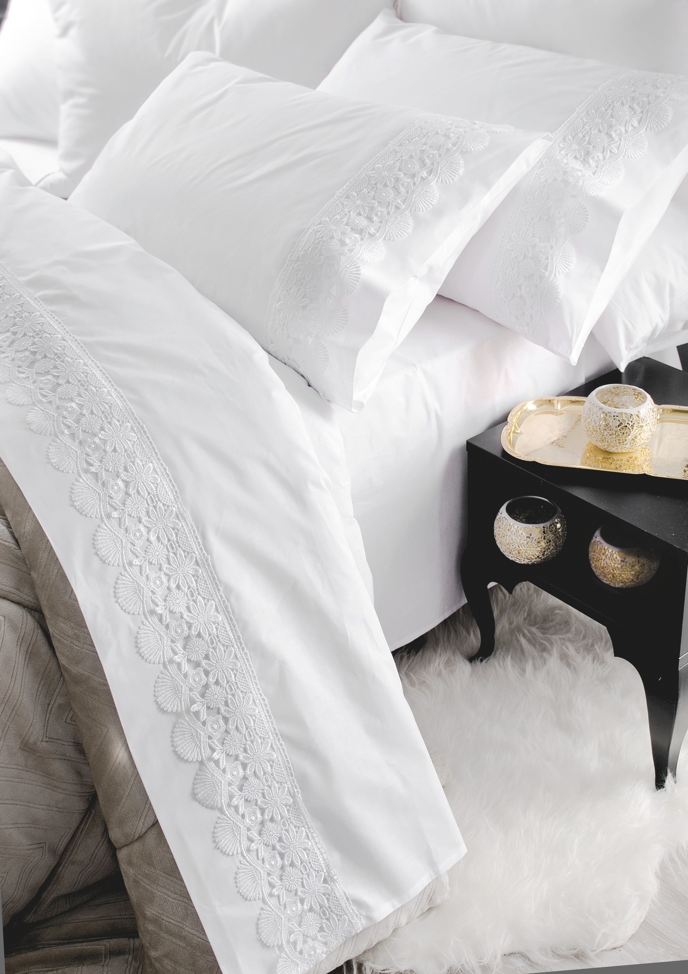 Σετ νυφικά σεντόνια Υ/Δ OLIVINE WHITE, RYTHMOS HOME